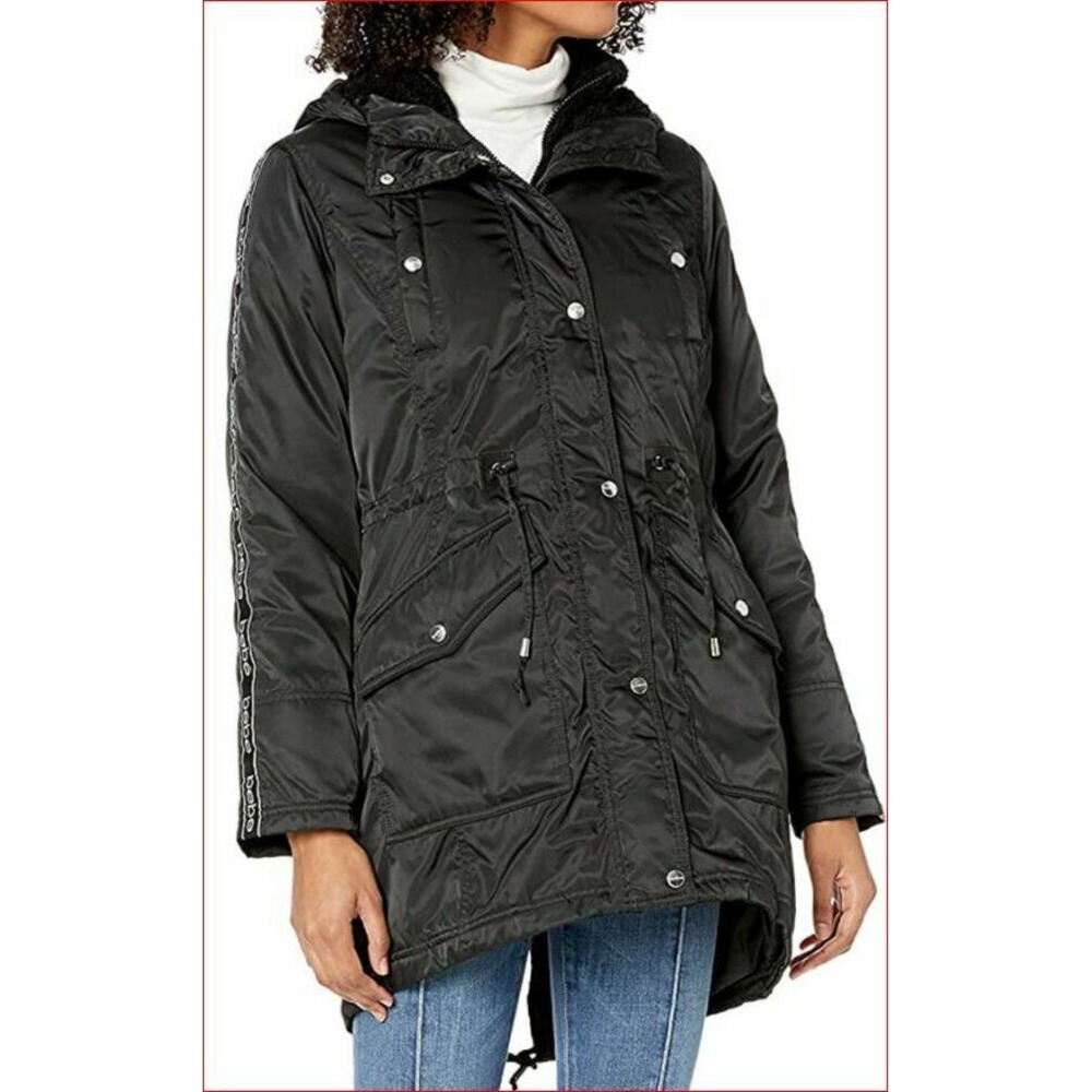 Bebe Sport women 3 in 1 system jacket hooded OLYB041H black faux fur S $169